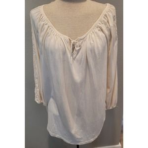 Lauren Ralph Lauren Boho Cream Peasant Top Sz XL See pics